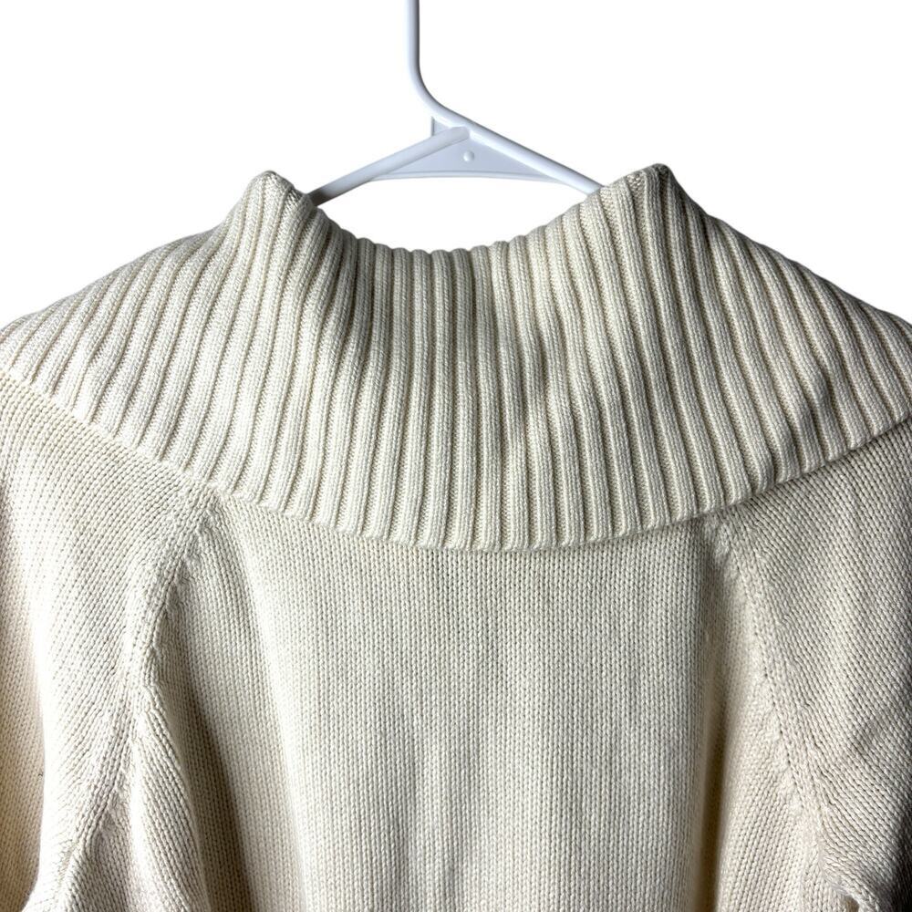 Talbots Cable-Knit Belted Cardigan Cream Shawl Collar Tie Waist Women Small - Picture 5 of 8